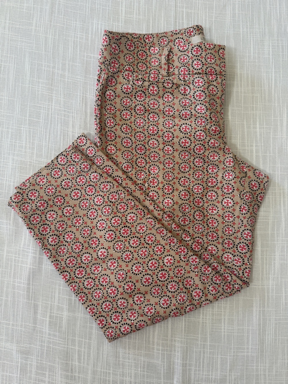 Ann Taylor LOFT Women’s 6 Beige Pink Geometric Slim Skinny Pants Stretch 29"